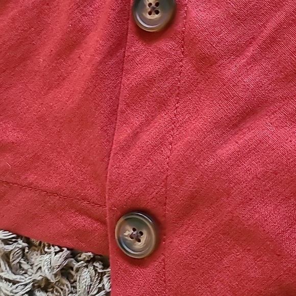 Like New Maurices Cotton Linen-Blend Button Front Dress Rusty Red Brown Size 1x - Picture 5 of 12